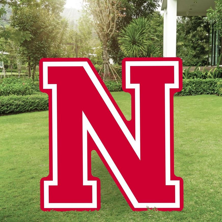 Red Collegiate Letter (N) Corrugated Plastic Yard Sign, 30in